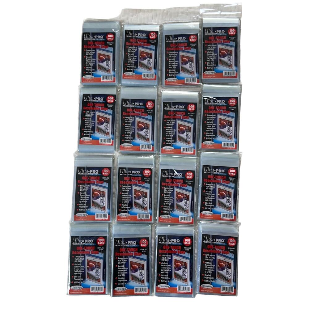 Ultra PRO One-Touch Resealable Bags 100ct Clear Standard Polypropylene Lot Of 16